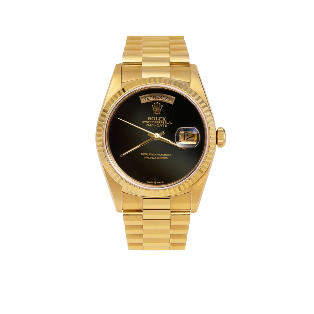 Presidential Rolex Day-Date 18038 Watch 36mm Black Onyx Dial 18K Yellow Gold