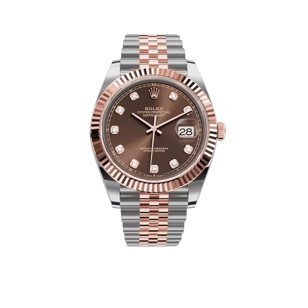 Datejust 41MM 126331 Chocolate Diamond Dial Fluted Bezel Two Tone Rose Gold Jubilee Bracelet