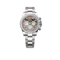 Daytona 40mm Oyster White Gold Black and White Mother of Pearl Diamond Dial & Bezel 126579RBR