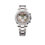 Daytona 40mm Oyster White Gold Black and White Mother of Pearl Diamond Dial & Bezel 126579RBR