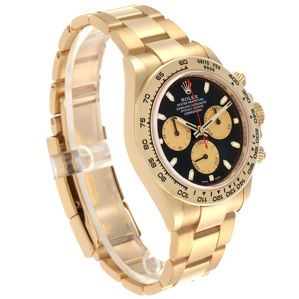 Daytona 40mm Black Dial Yellow Gold Mens Automatic Watch 116508