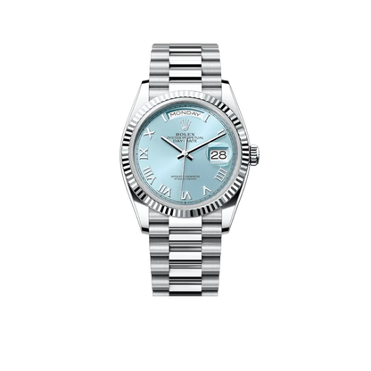 President Day-Date 36mm Platinum Ice Blue Mens Watch 128236-0008