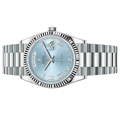 President Day-Date 36mm Platinum Ice Blue Mens Watch 128236-0008