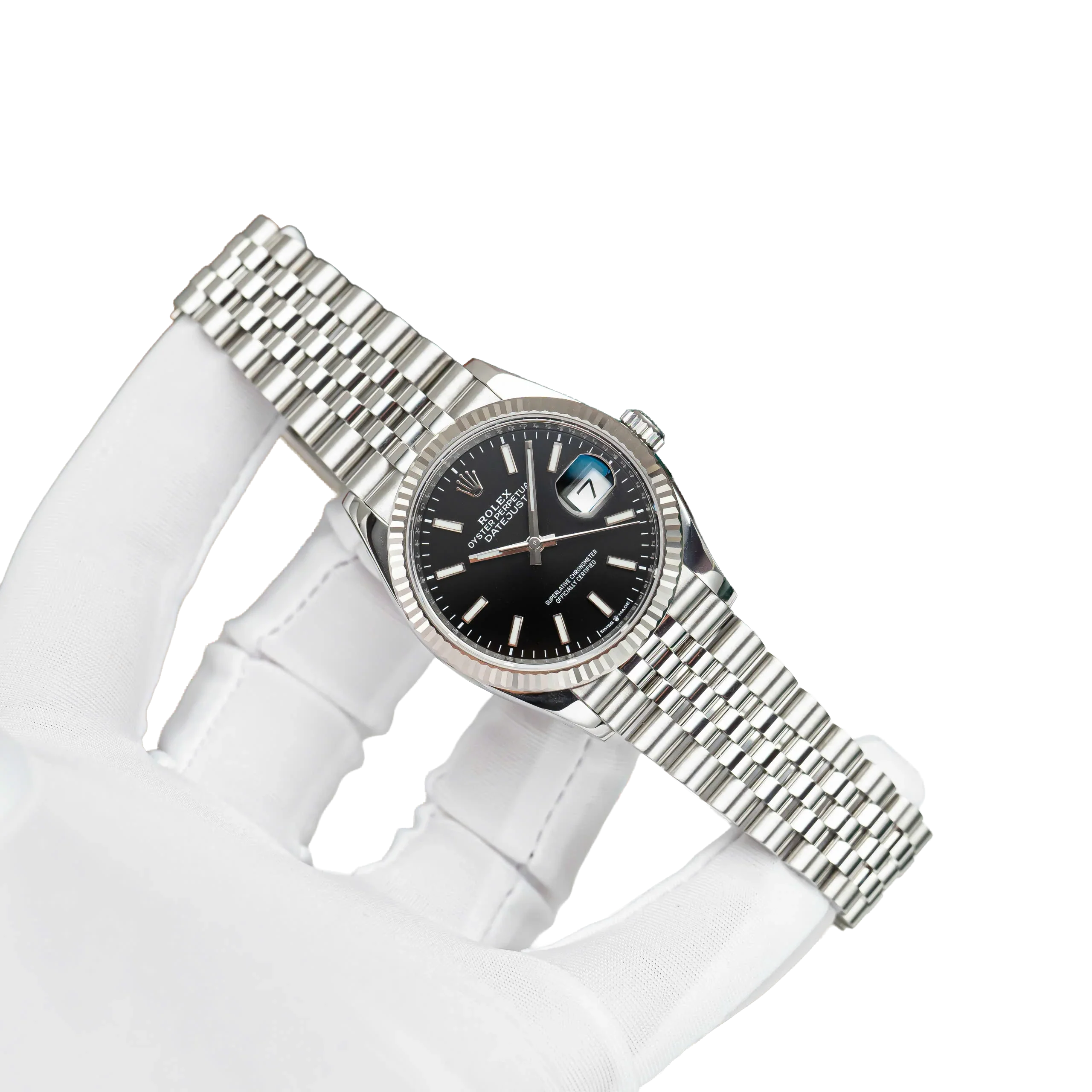 Datejust 41mm Steel White Gold Black Dial Mens Watch m126334-0018