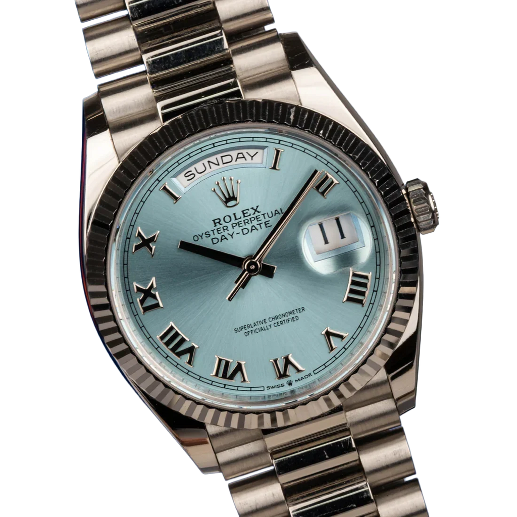 President Day-Date 36mm Platinum Ice Blue Mens Watch 128236-0008