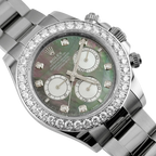 Daytona 40mm Oyster White Gold Black and White Mother of Pearl Diamond Dial & Bezel 126579RBR