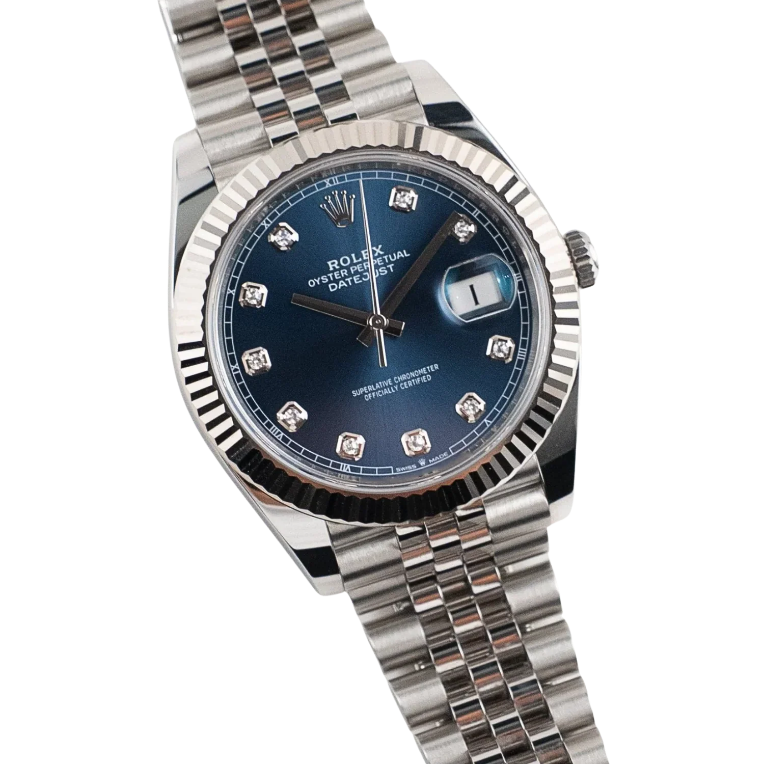 Datejust 36mm Steel & White Gold Blue Dial Diamonds m126334-0016