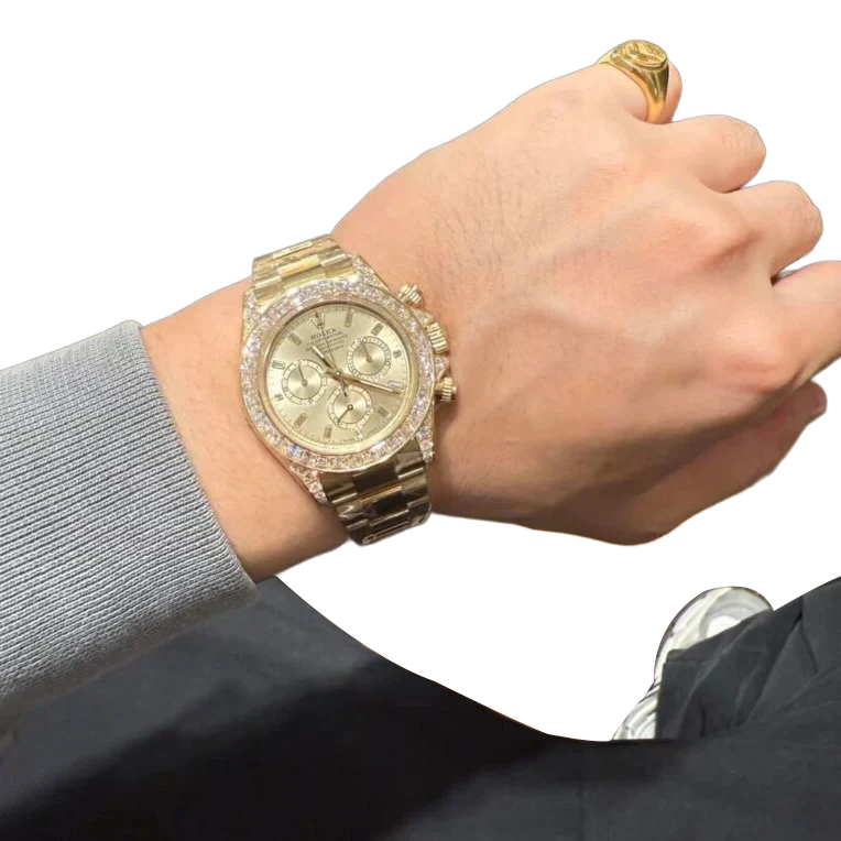 Daytona 18K Yellow Gold Gold Sundust Dial Diamond Bezel Oyster Bracelet 40 mm 126598TBR