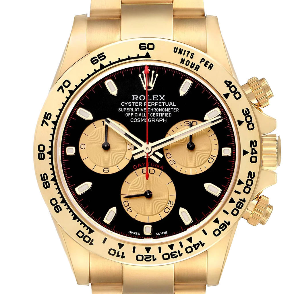 Daytona 40mm Black Dial Yellow Gold Mens Automatic Watch 116508