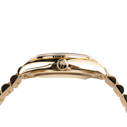 Day-Date 36mm Yellow Gold Turquoise Stone Diamond Roman Numerals Dial Diamond Bezel 128398TBR
