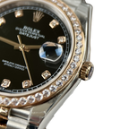 Datejust 36mm Black Dial Steel Yellow Gold Diamond Mens Watch 116243