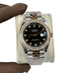 Datejust 36mm Black Dial Steel Yellow Gold Diamond Mens Watch 116243