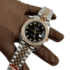 Datejust 36mm Black Dial Steel Yellow Gold Diamond Mens Watch 116243