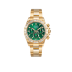 Daytona 40mm Green Dial 18K Yellow Gold Baguette Diamond Bezel Watch 116568BR (Super Clone)