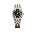 Datejust 36mm Black Dial Steel Yellow Gold Diamond Mens Watch 116243