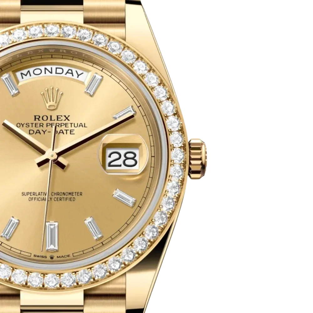 Day-Date 40mm 228348RBR Yellow Gold Diamond Bezel Champagne Diamond Dial