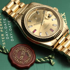 President Day-Date II 41mm 218238 18k Yellow Gold & Ruby Dial