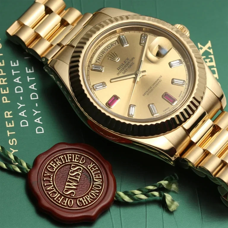 President Day-Date II 41mm 218238 18k Yellow Gold & Ruby Dial