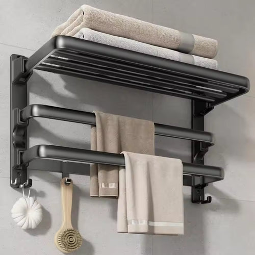 24-Inch Towel Rack with 7 Hooks – Matte Black