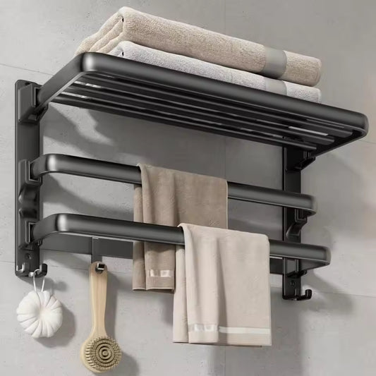 24-Inch Towel Rack with 7 Hooks – Matte Black