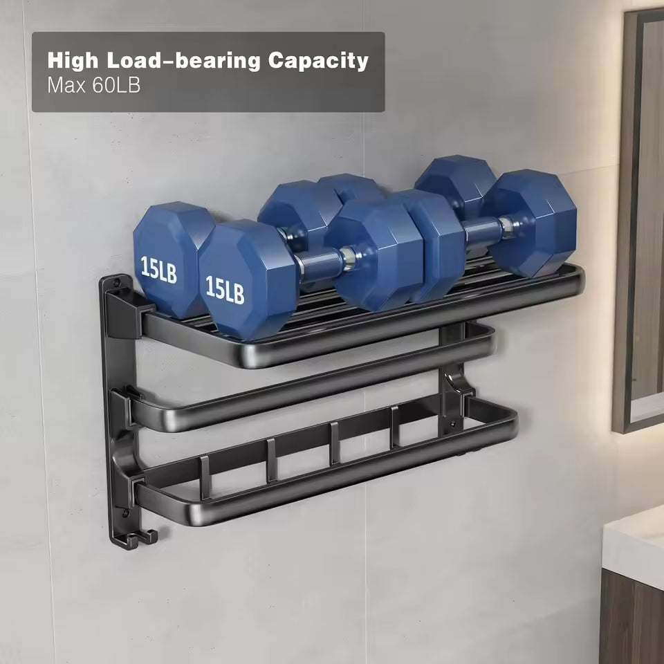24-Inch Towel Rack with 7 Hooks – Matte Black