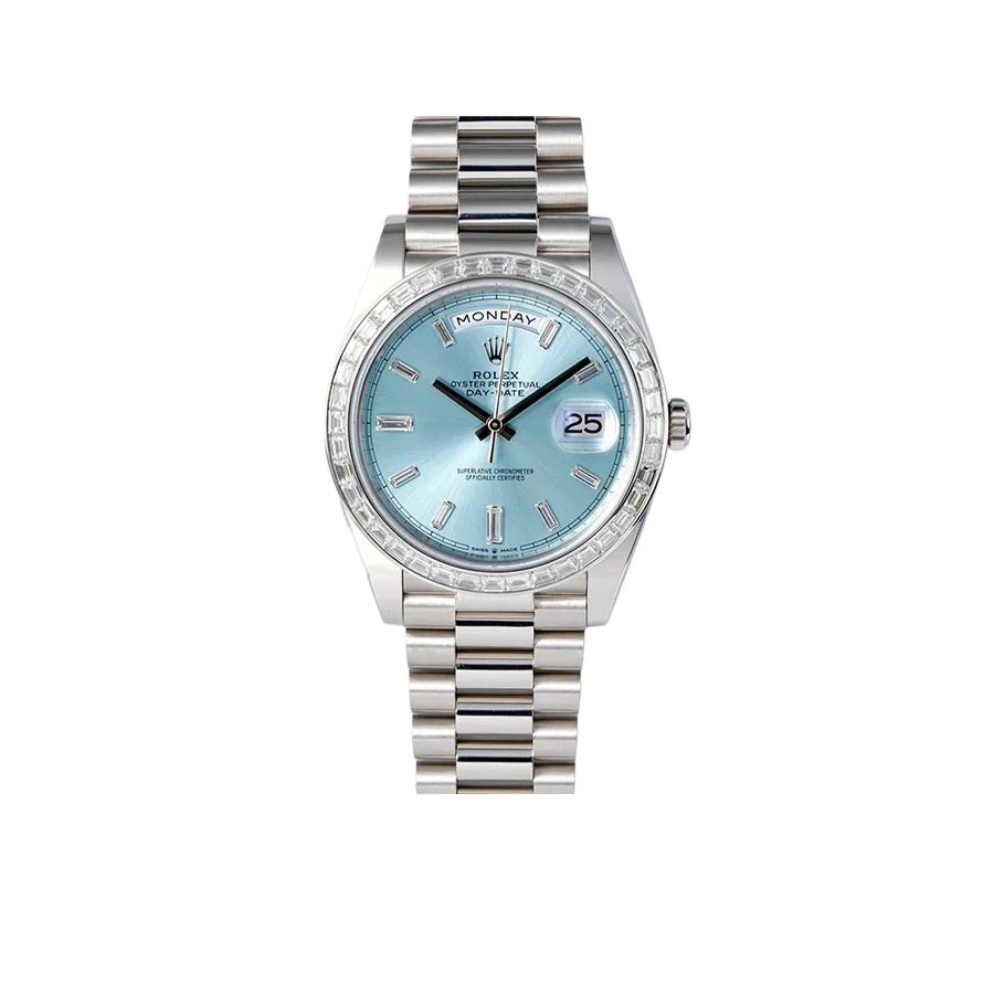 Day-Date 40mm Ice Blue Dial Baguette Set Bezel 228396TBR
