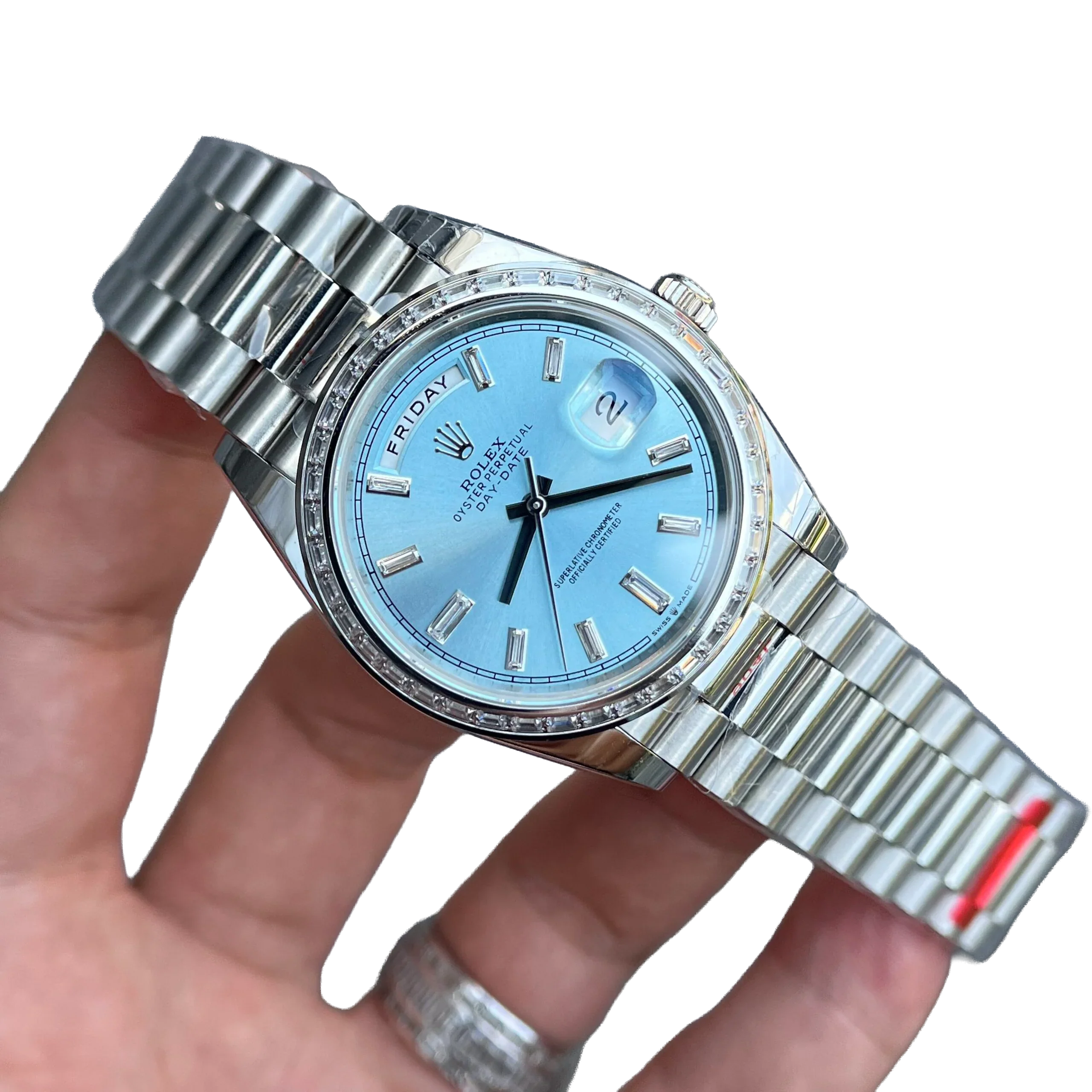 Day-Date 40mm Ice Blue Dial Baguette Set Bezel 228396TBR