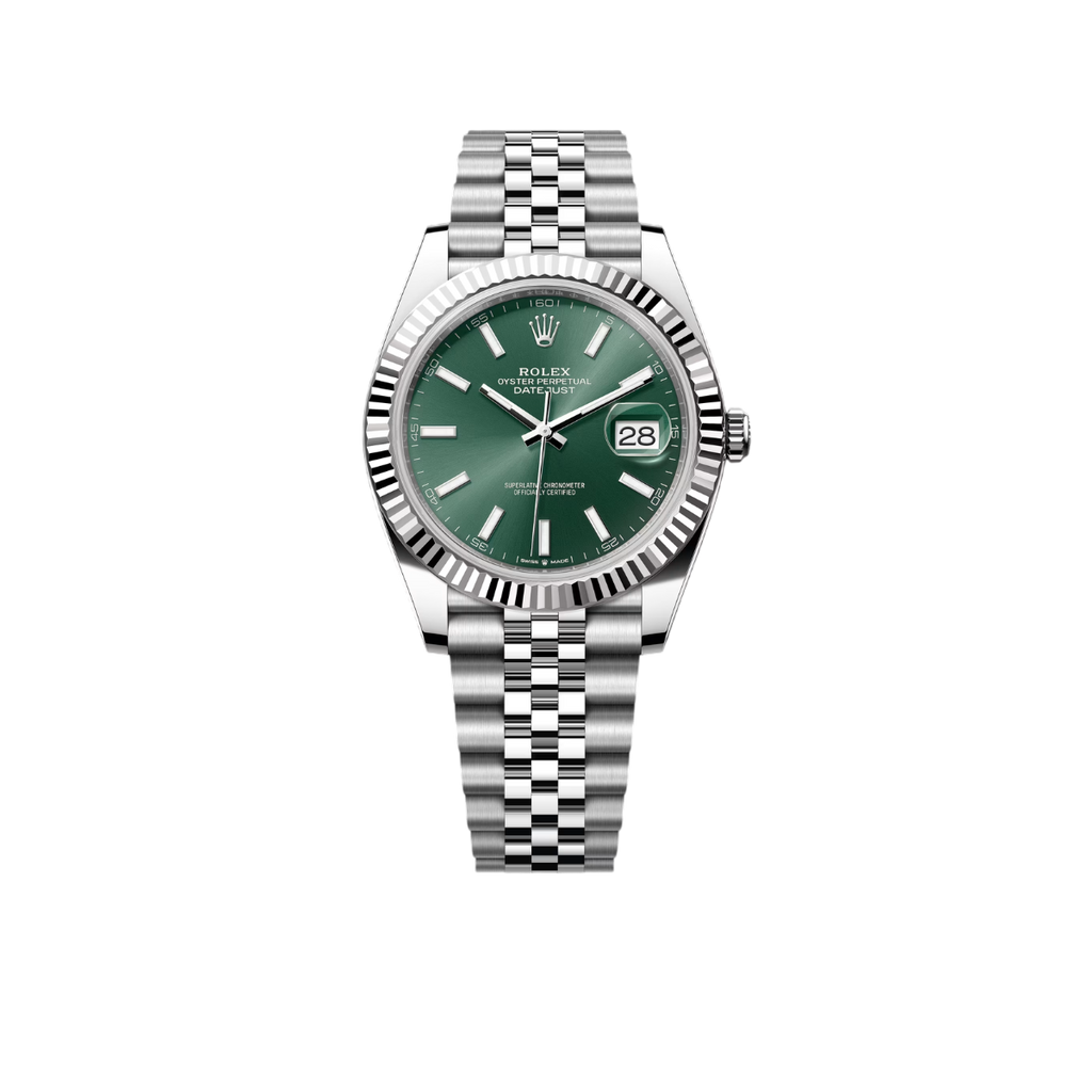 Datejust 41mm Steel White Gold Mint Green Dial Mens Watch 126334-0028