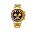 Daytona 116598RBOW Rainbow Yellow Gold Black Diamond Dial Sapphire Bezel