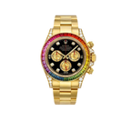Daytona 116598RBOW Rainbow Yellow Gold Black Diamond Dial Sapphire Bezel