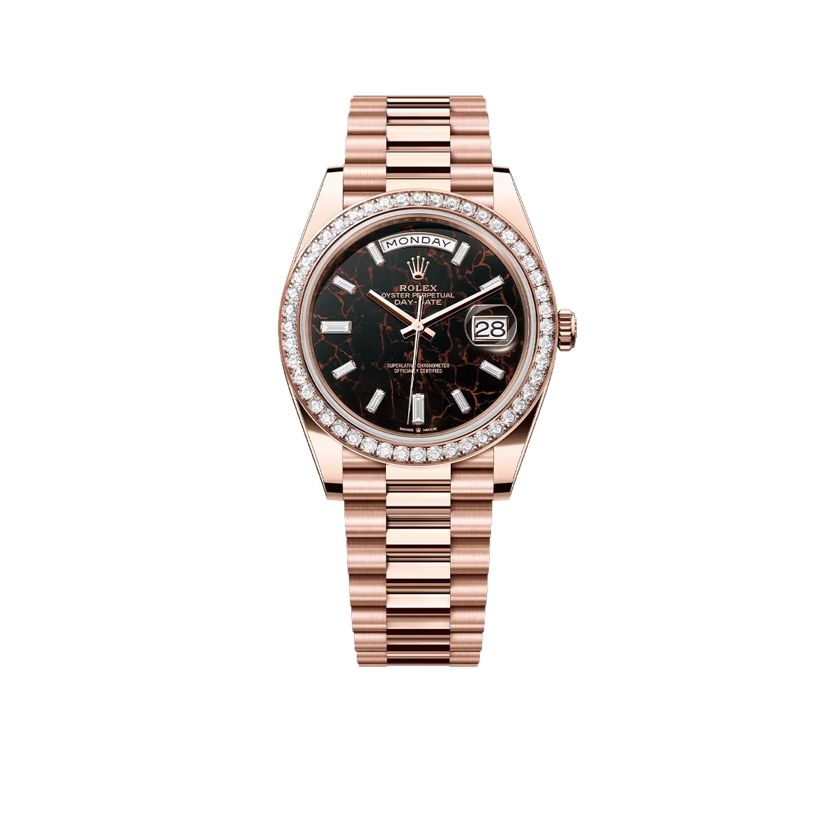 Day-Date 40 228345RBR Rose Gold Eisenkiesel Diamond Dial Diamond Bezel