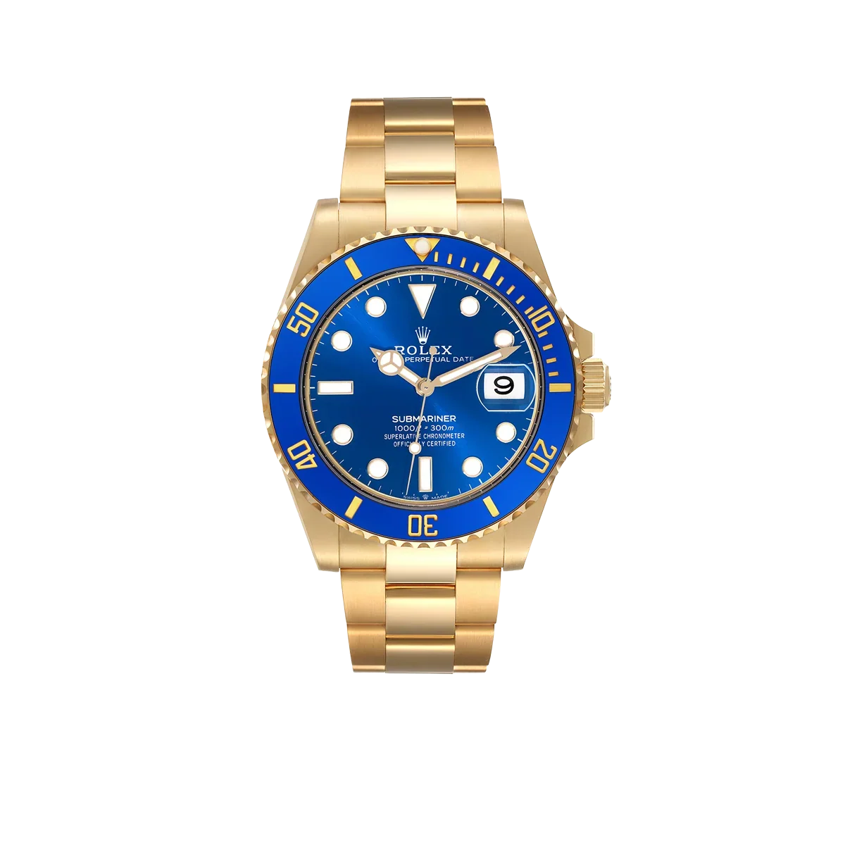 Submariner 41mm Yellow Gold Blue Dial Bezel Mens Watch 126618