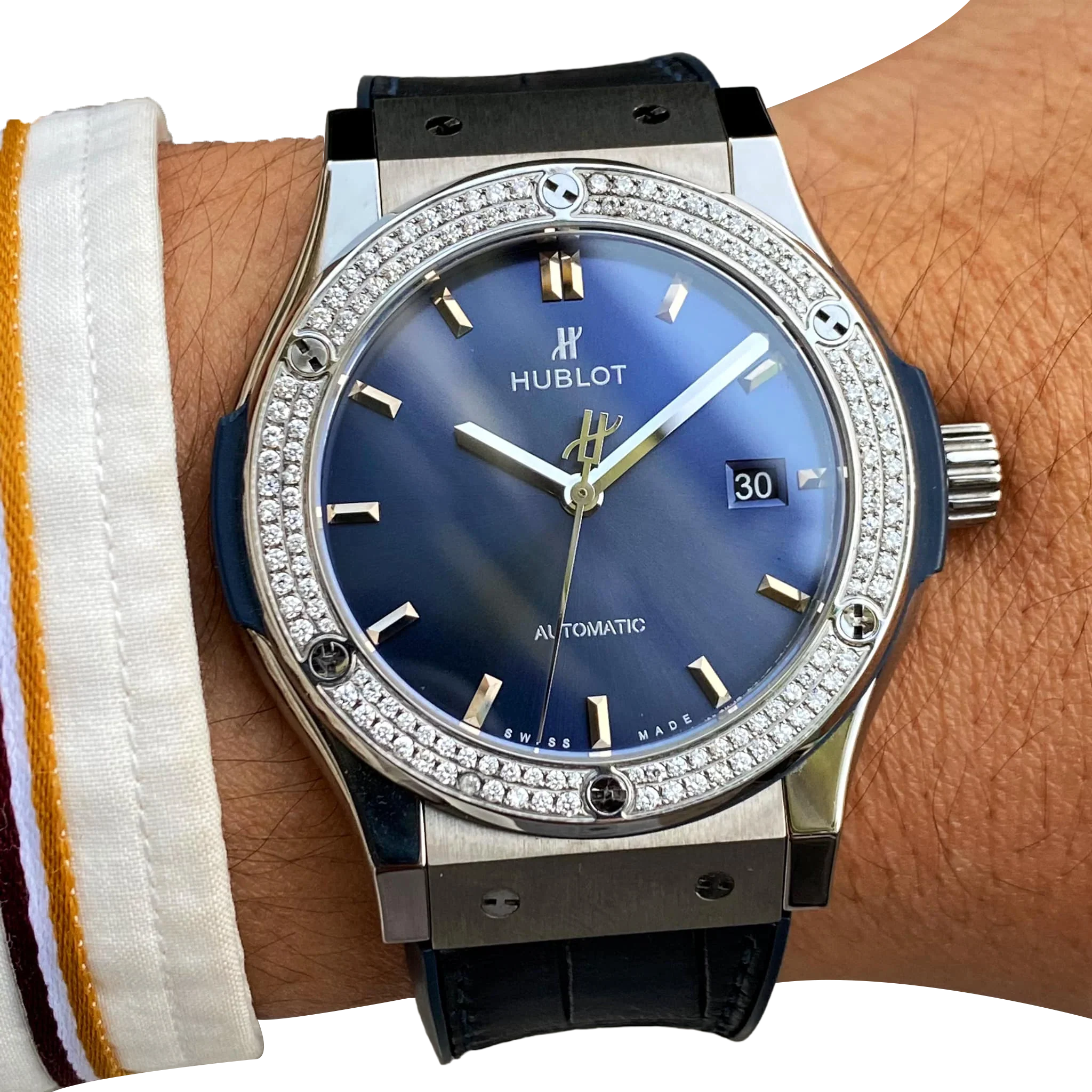 Classic Fusion Blue Titanium 42mm Diamond Benzel 542.NX.7170.LR.1104