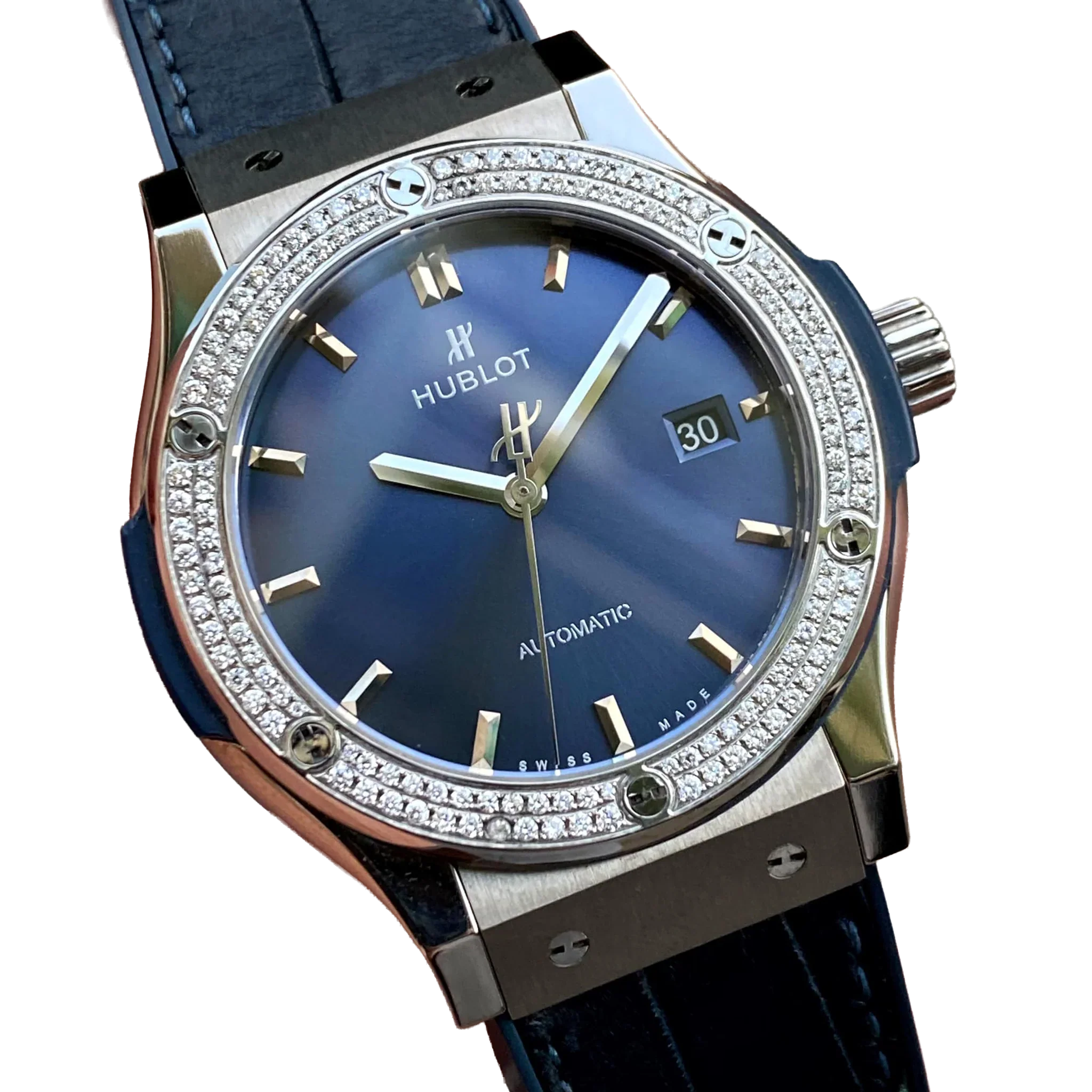 Classic Fusion Blue Titanium 42mm Diamond Benzel 542.NX.7170.LR.1104