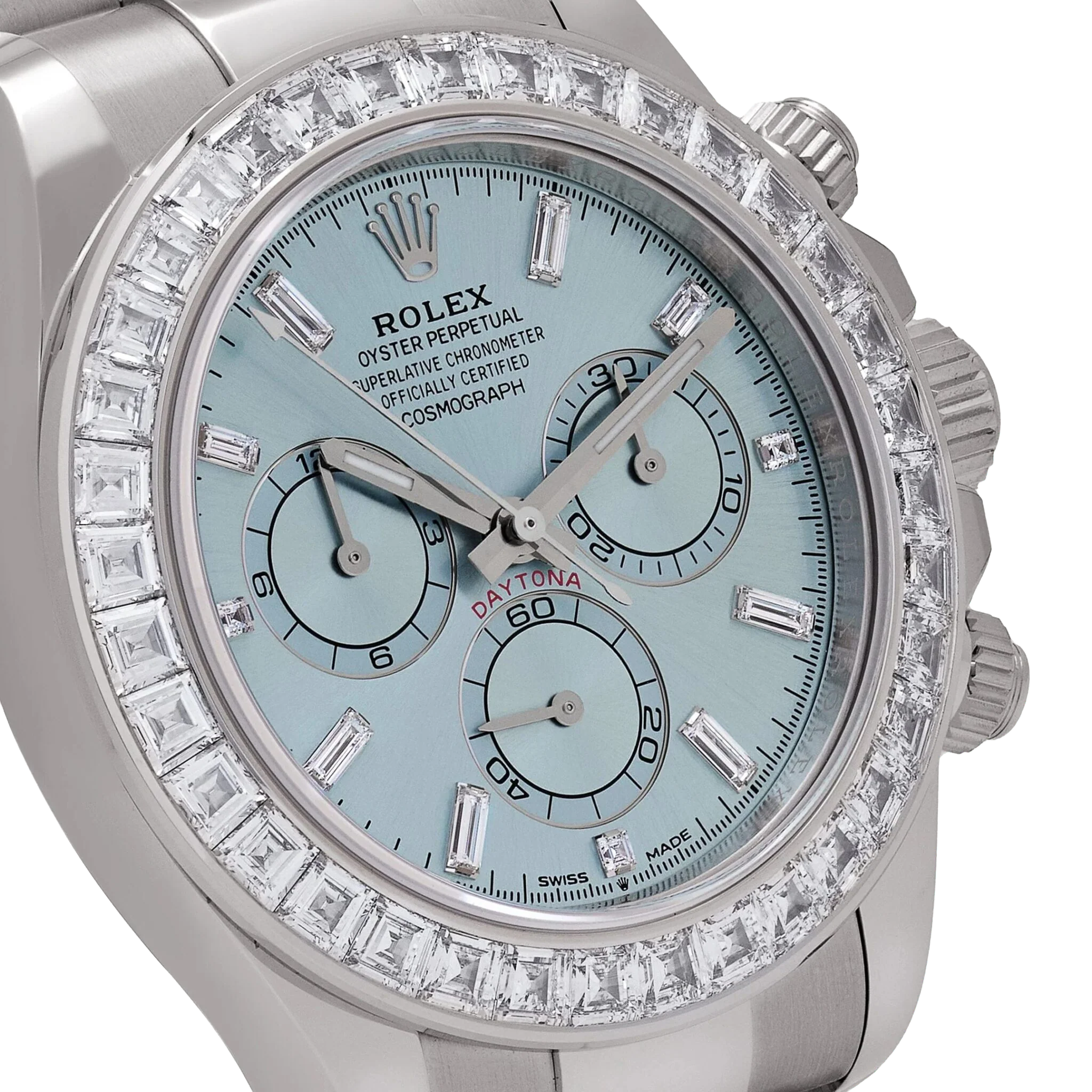 Daytona 126576TBR Platinum Ice Blue Diamond Dial Diamond Bezel