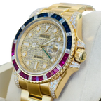 GMT-Master II 40mm Yellow Gold Pepsi Bezel Diamond Set Watch 116718LN