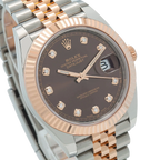 Datejust 41MM 126331 Chocolate Diamond Dial Fluted Bezel Two Tone Rose Gold Jubilee Bracelet
