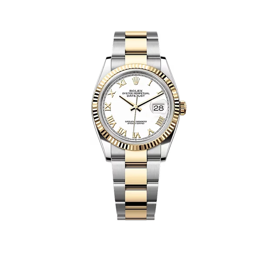 Datejust 36 mm White Dial, Yellow Rolesor 126233-0030