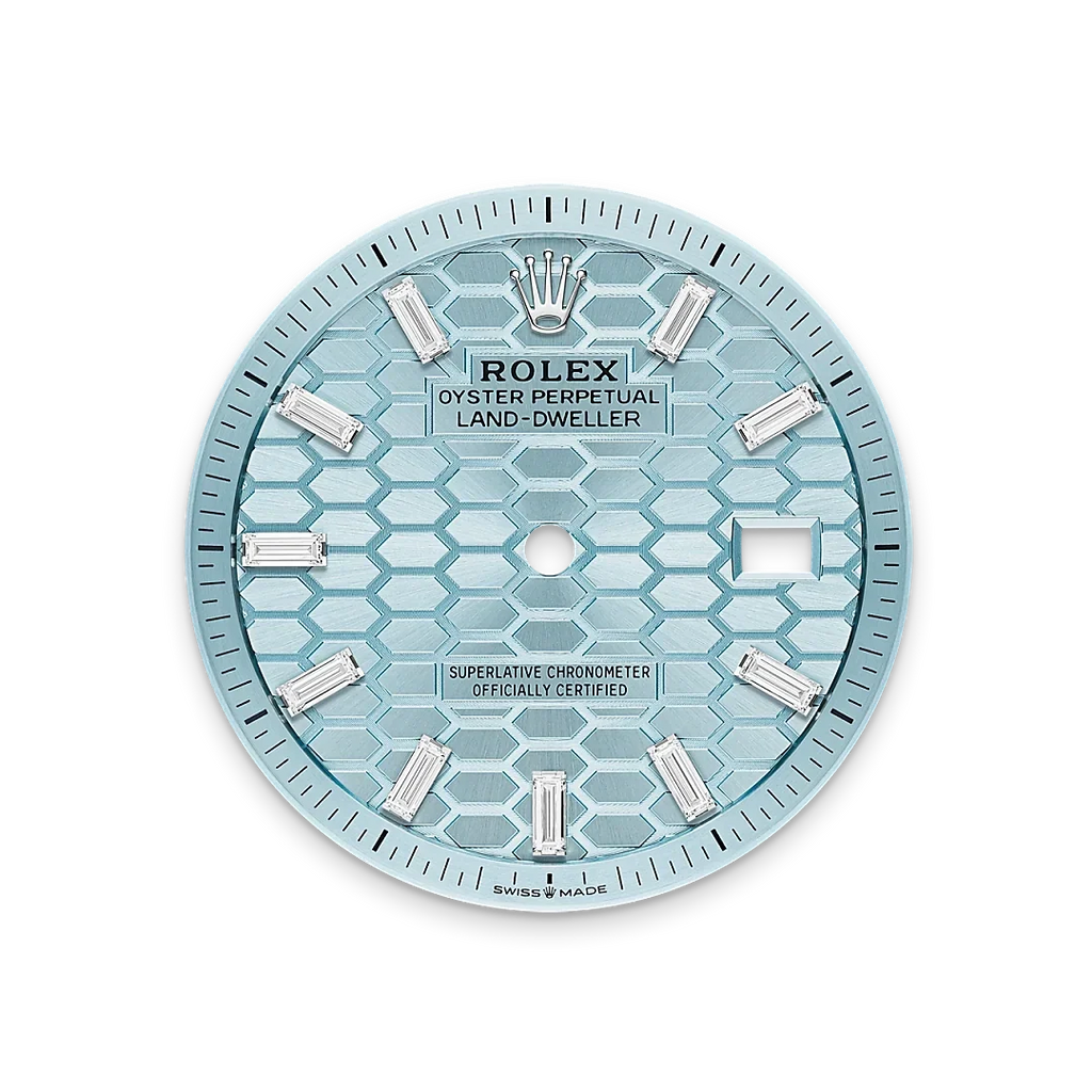 Land-Dweller Oyster 40mm Platinum & Diamonds Ice Blue Honeycomb Motif Dial M127386TBR-0001