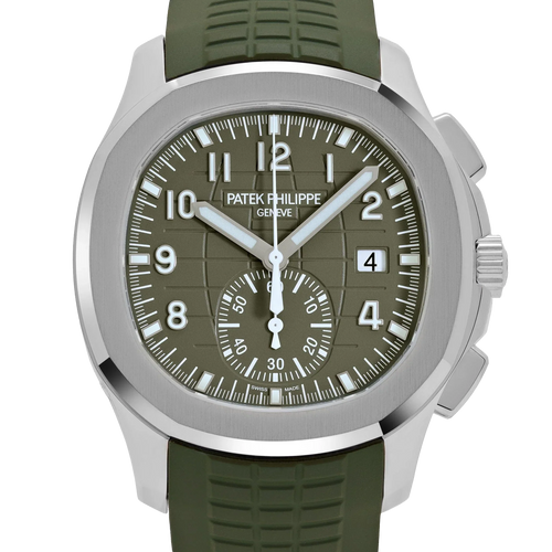 Aquanaut 42mm 5968G-010 Chronograph White Gold Khaki Green Dial