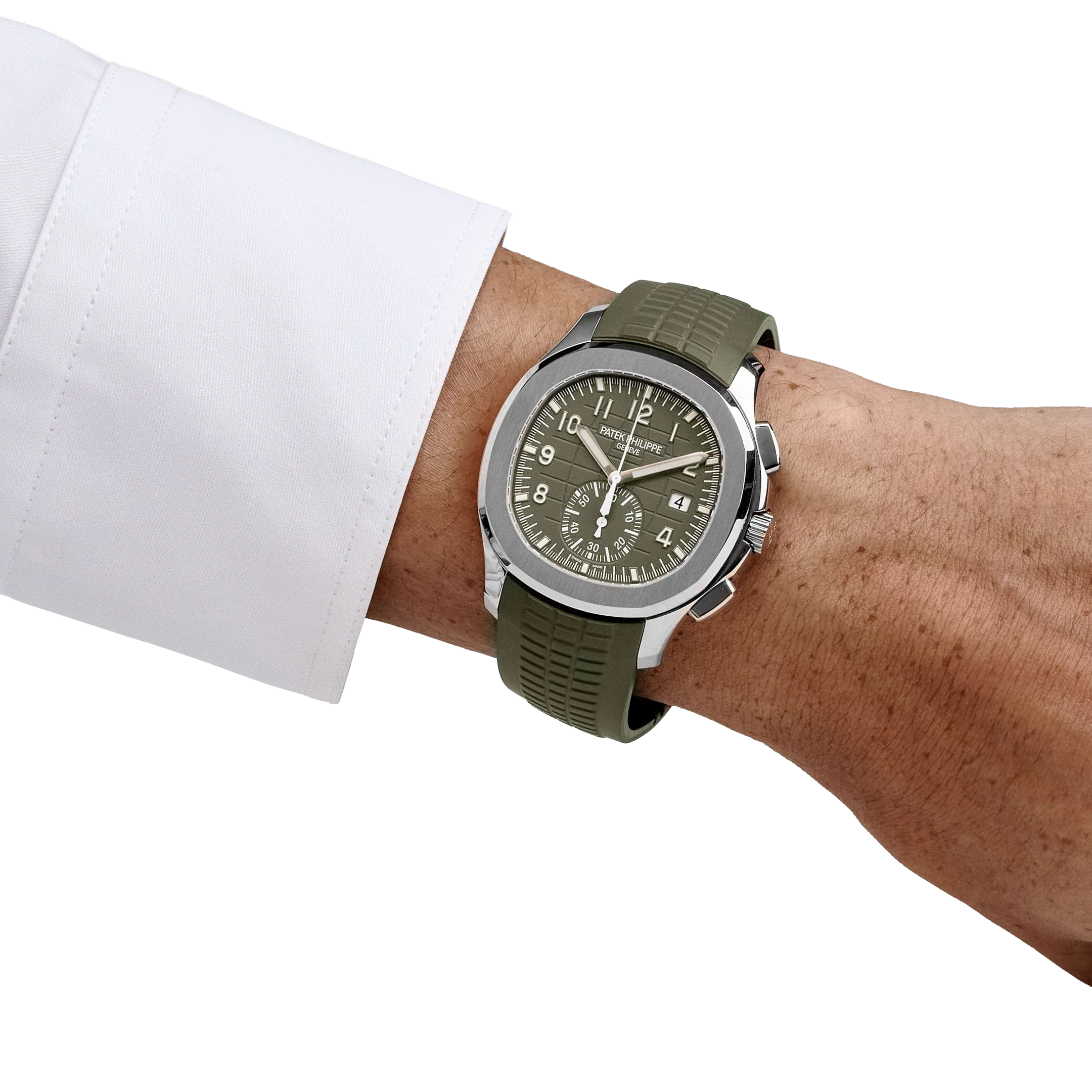 Aquanaut 42mm 5968G-010 Chronograph White Gold Khaki Green Dial