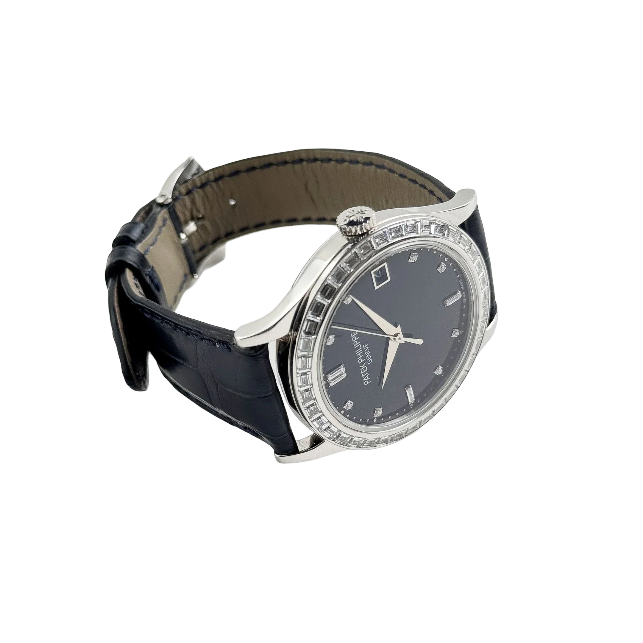 Calatrava 38mm 5298P-012 Platinum Black Diamond Dial Diamond Bezel