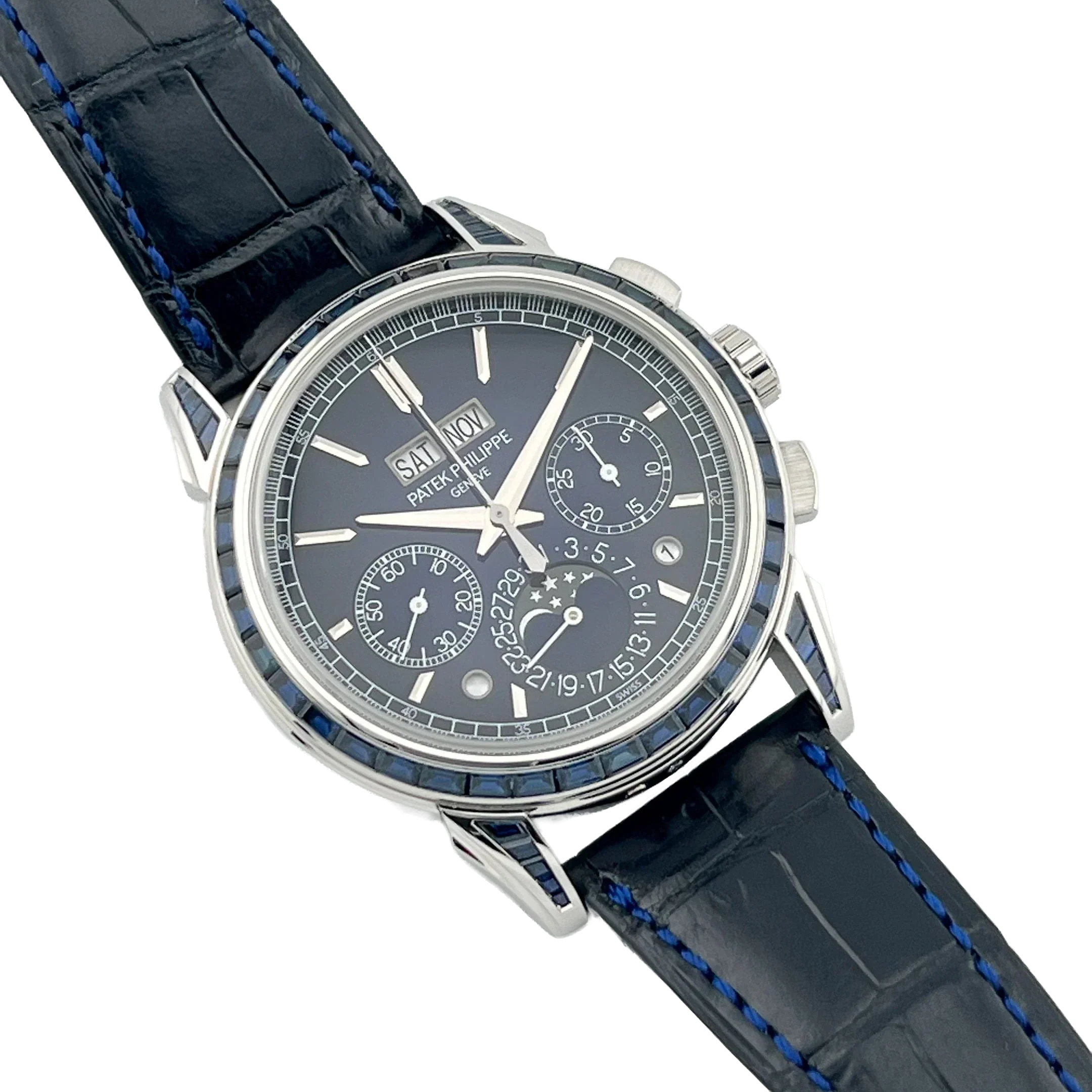 Grand Complications 41mm 5271/11P-010 Perpetual Calendar Chronograph Platinum Baguette Sapphires