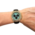 Daytona 126538TBR Yellow Gold Turquoise Stone Dial Diamond Bezel Oysterflex