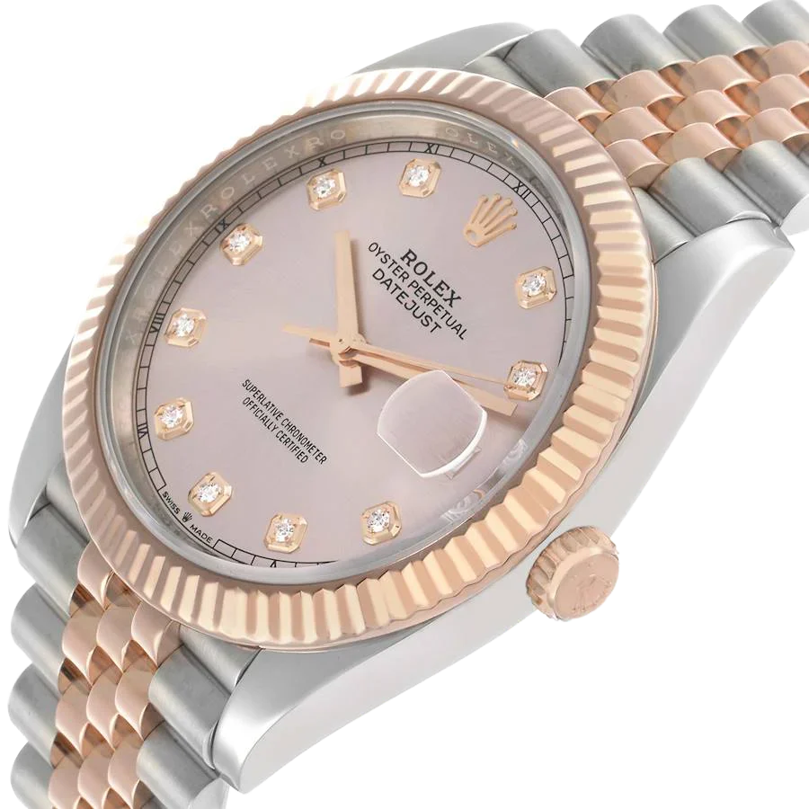 Datejust 41 Steel Everose Gold Sundust Diamond Dial Mens Watch 126331