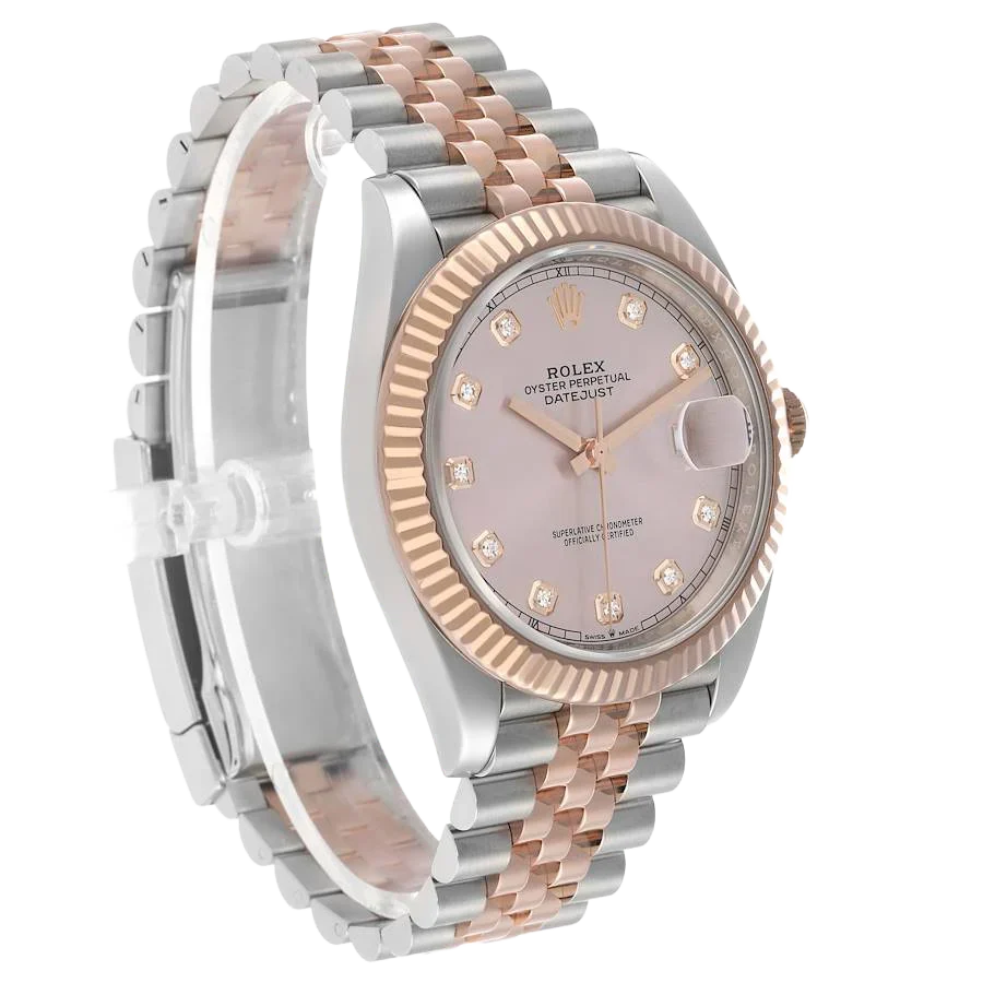 Datejust 41 Steel Everose Gold Sundust Diamond Dial Mens Watch 126331