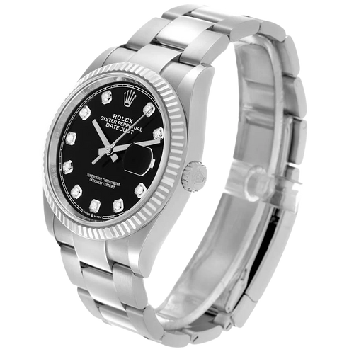 Datejust 36mm Steel White Gold Black Diamond Dial Mens Watch 126234