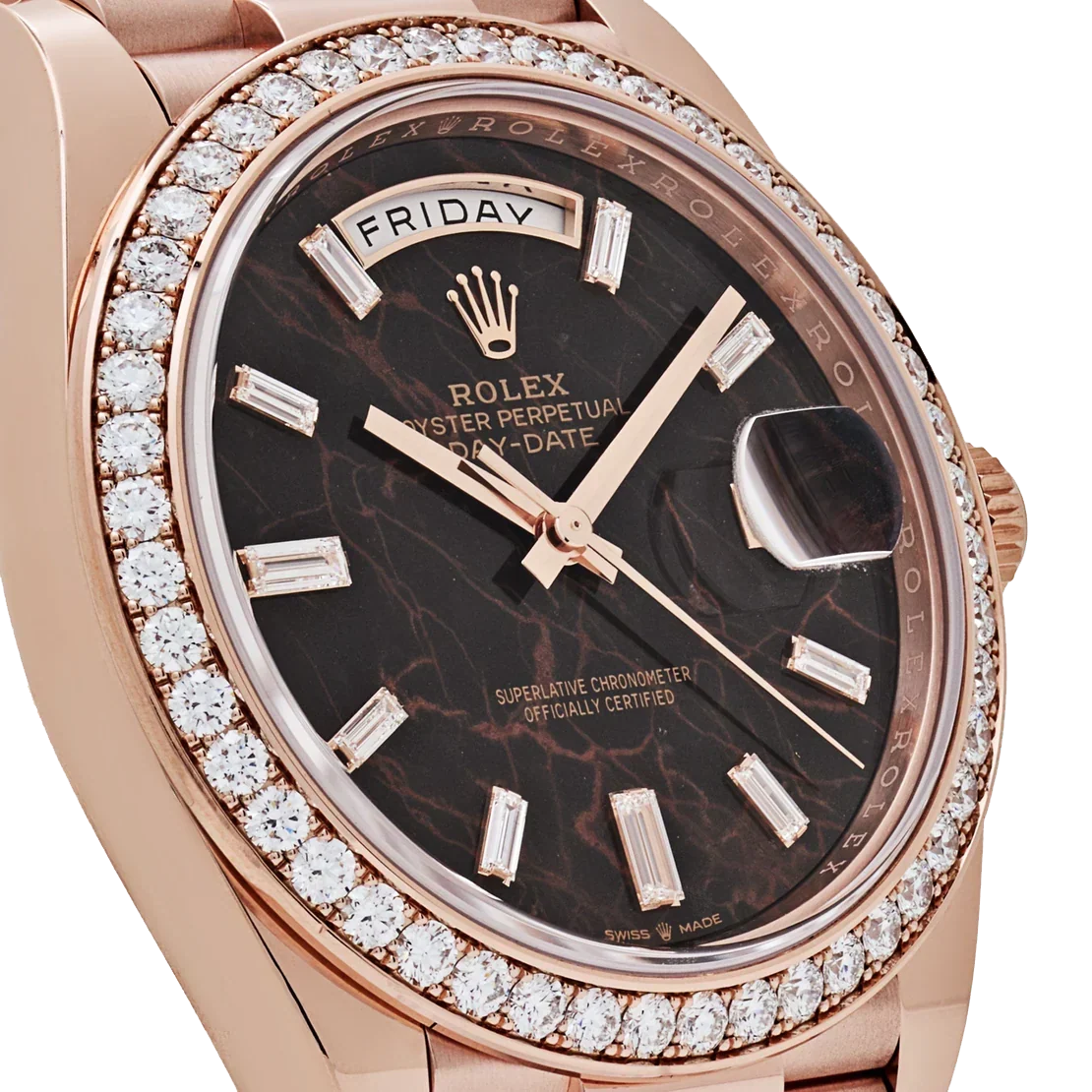 Day-Date 40 228345RBR Rose Gold Eisenkiesel Diamond Dial Diamond Bezel