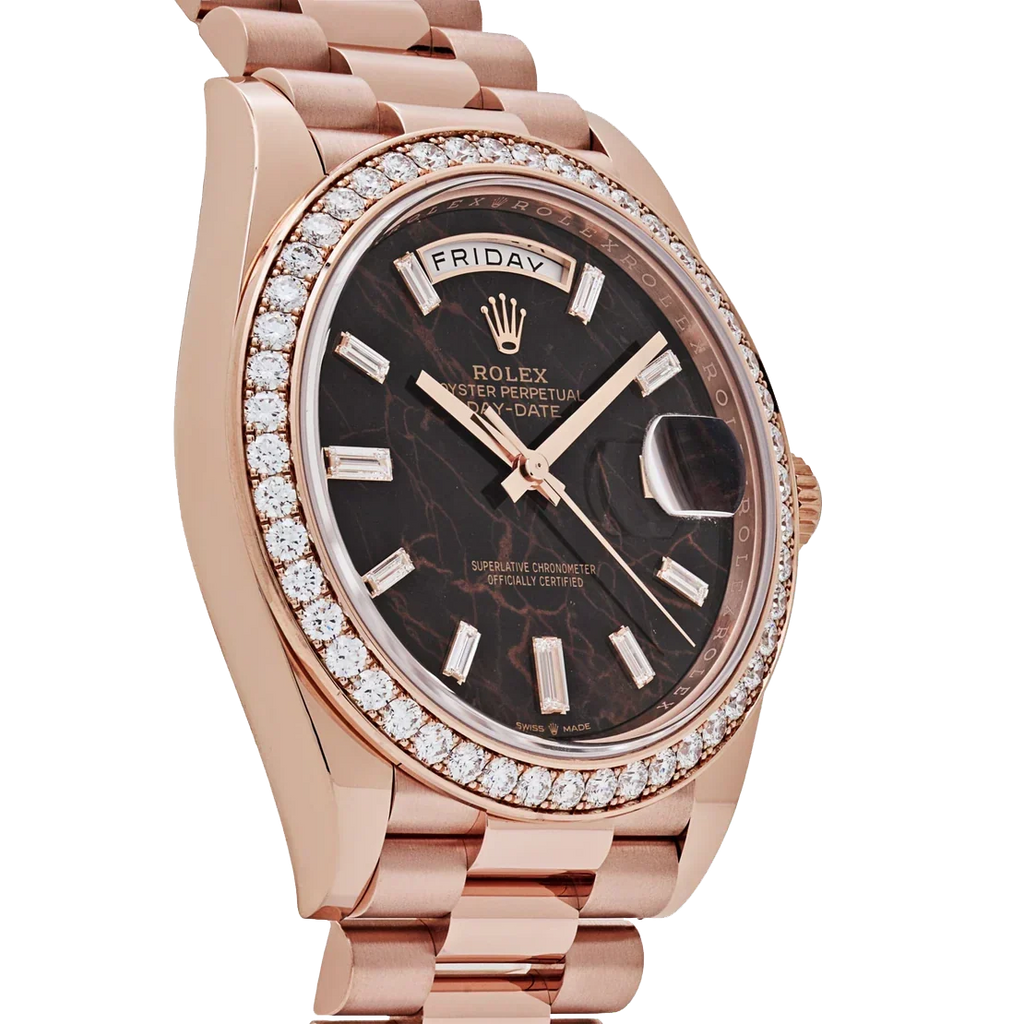 Day-Date 40 228345RBR Rose Gold Eisenkiesel Diamond Dial Diamond Bezel
