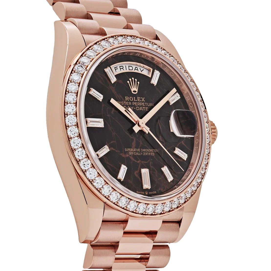 Day-Date 40 228345RBR Rose Gold Eisenkiesel Diamond Dial Diamond Bezel
